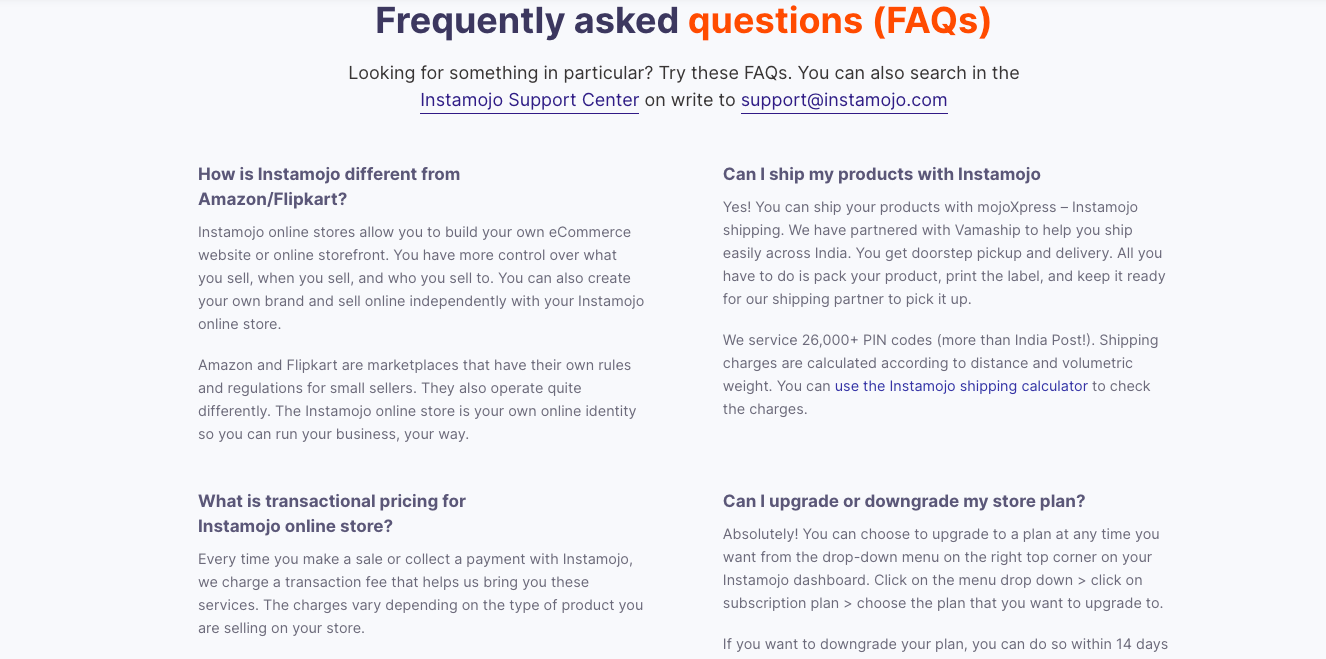 eCommerce FAQs - pricing